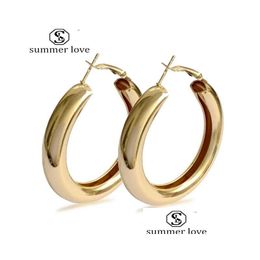 Dangle Chandelier Classic Punk Style Thick Hoop Earring For Women Girls Fashion Sier Gold Plating Hiphop Geometric Earrings Jewelr Dhhvq