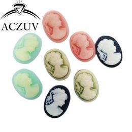 Crystal Flat Back Oval Cameo Cabochon Lady 13x18mm Resin Beauty Head Beads For Base Blank Settings Jewelry DIY