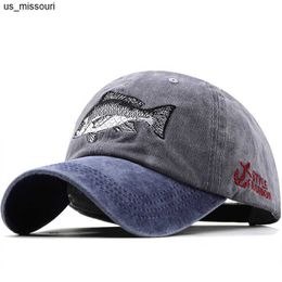 Ball Caps Unisex 3D fish Embroidered Fishing Baseball Caps Women's Men's Outdoor Cotton Cap Adjustable for Summer Male Hats J230520