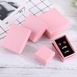 Boxes 24pcs Square Paper Jewelry Packaging Box High Quality 8*5cm Pink Necklace Ring Earrings Bracelet Gift Box for Valentine's Day