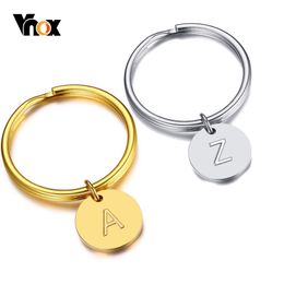 Vnox Minimalist Initial Key Chain for Women Men,Stainless Steel Letter Engraved Unisex Simple Keychain