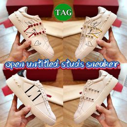 Designer Women Casual Shoe Men Open Untitled Studs Sneaker Womens Luxury Be My Red Studs Black Heel Silver White Pink Band Ruthenium Leather Shoe Metallic Trainers