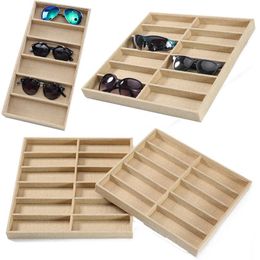 Boxes Linen 6/10/12 Grids Sunglasses Display Box Jewelery Display Glasses Display Props Jewelry Organizer Tray Fashion Cases Packaging