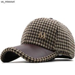 Ball Caps New Trendy Houndstooth Cap Classic Brown British Check Designer Hat Brand Baseball Hats For Girl Women Winter Trucker Caps Bone J230520