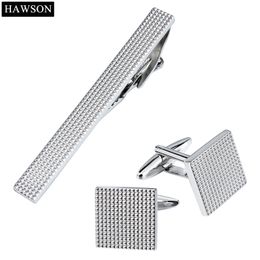 Simple Metal Cufflinks and Tie Clip Mens French Shirt Cuff Links Set With Luxury Box