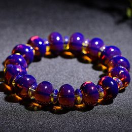 Bangles Natural Burma Blue Amber Beads Bracelet 13mm 16mm Violet Wax Abacus Women Men Crystal Fashion Reiki Stone AAAAA