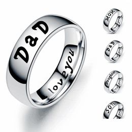 Band Rings 6Mm Stainless Steel Dad For Men Mom Son Daughter Wedding Classic Ring Daddy Birthday Gift Drop Delivery Jewellery Dhvyy