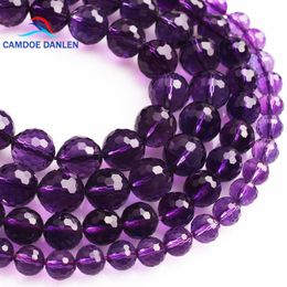 Crystal CAMDOE DANLEN Austria Faceted Amethysts Crystal Quartz 6 8 10 12MM Round Loose Beads Diy Find Jewellery Making Accessory Wholesale