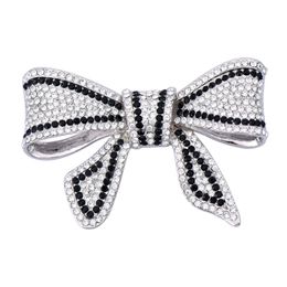 CINDY XIANG New Arrival Black White Full Rhinestone Bowknot Broocohes For Women Wedding Party Office Brooch Pins Jewelry Gifts