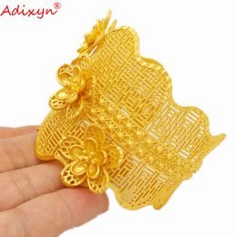 Bangle Adixyn Luxury Dubai Big Wide Bangle Gold Colour Cuff Bracelet African Ethiopian Men Women Party Wedding Jewellery Gift N06011