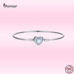 Bangle Bamoer Summer Small Fresh Sterling Silver Bead Bracelet 100% 925 Sterling Silver Bracelet Fashion Party Jewelry for girl GOS902