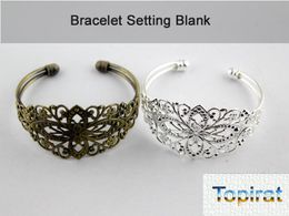 Bangle 5pcs/lot New Vintage Bangle Base Bracelet Blank Setting Cabochon Cameo Adjustable Bracelet Bangle DIY Jewelry Making Accessories