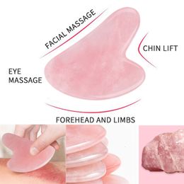 Face Care Devices Natural Rose Quartz Gouache Scraper Jade Gua Sha Board Guasha Stone Massage Face Lift Tools For Face Neck Back Body Acupuncture 230519