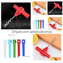 Openers Bottle Opener Red Wine Screw Simple Stainless Steel Plastic Corkscrew Skid Handle Bar Supplies Kitchen Tool Drop Delivery Ho Dhvf8