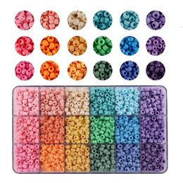 Polish 2600pcs Acrylic Barrel Pony Beads Sets 18 Colours Rainbow Colour Pony Beads with Elastic String Jewellery Making Set DIY Bead Kit