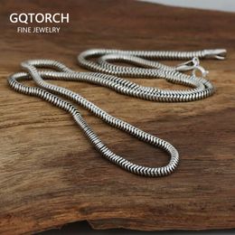 Necklaces Wholesale S925 Sterling Silver Necklace for Men Retro Punk Rock 3mm Snake Chain Necklace with Chain Male Jewellery