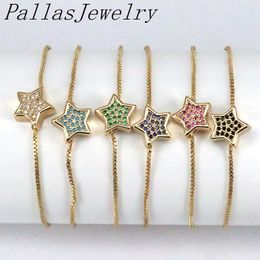 Bangle 10Pcs Star Bracelets for Women CZ Crystal Charm Bracelets Fashion Gold Plated Jewelry Gifts