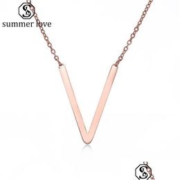 Pendant Necklaces 26 Initial Letter Stainless Steel Necklace For Women Az Alphabet Rose Gold Color Chain Jewelry Gift Drop Delivery P Dhiv7