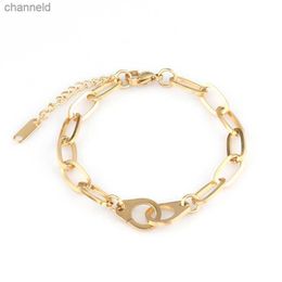 Charm Bracelets Bracelets Fashion Punk Stainless Steel Bracelet Handcuffs Bracelet Lock Bracelet Pendant Thick Chain Bracelet for Women Couple Jewellery L230518