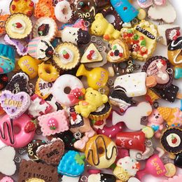 Other 100Pcs Cake Candy Biscuit Ice Cream Donuts Fool Resin Pendants Charms For Earring Dangle Necklace Keychain Jewelry Making