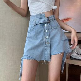 Women's Jeans 2023 High Quality Hole Denim Shorts Women Summer Waist Skorts Slim Blue Short Vintage Feminino