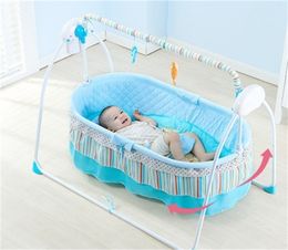 Multifunctional baby sleeping reassure cribs smart basket shook with music electric automatic concentretor little boy pink blue cradle bed ba29 C23