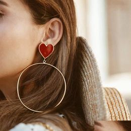 Dangle Chandelier Fashion Cute Heart Earrings Personality Exaggerate Large Hoop For Women Girls Party Jewelry Gift Wholesale Drop D Dhizh