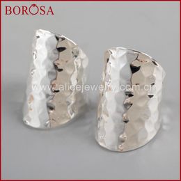 Polish BOROSA 10PCS Gold Colour Silver Colour Brass Ring Blank With Decorative Pattern Ring Settings for Jewellery PJ029