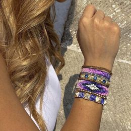 Bangle ZHONGVI Miyuki Bracelet For Women 2021 Fashion Bracelets Set Purple Rhinestone Pulsera Handmade Woven Friends Tassel Jewellery New