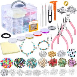 Polish Jewellery Making Supplies Kit Jewellery Making Tools Kit Includes Beads Wire for Bracelet and Pearl Beads Spacer Beads Jewellery Plier