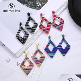 Stud Fashion Geometric Cloth Painted Dangle Earring For Women Diamond Big Hoop Drop Trendy Jewellery Gift Delivery Earrings Dhzwv