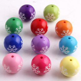 Crystal Kwoi Vita 100pcs/lot colorful 20mm chunky acrylic solid Beads with snowflake for bubble necklace jewelry