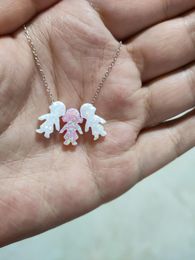 Necklaces (1pc/Lot)Lovely Pink Colour 8.5*13mm Synthetic Opal Girls and Boy Opal Pendant With Sterling 925 Silver Necklace For Girl