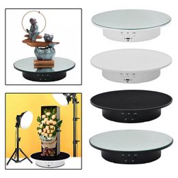 Boxes Electric 360 Degree Turntable Display Stand for Photography Jewelry Watch Shoes Collectibles Revolving Mirror/Velvet Base Holder