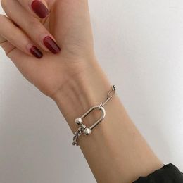 Bangle Silver Colour C-Shape Thick Chain Bracelet Fashion Vintage Punk Party Jewellery Gifts For Women