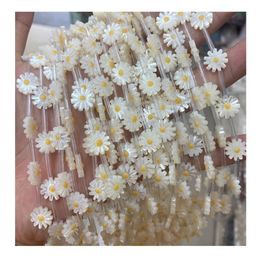 Crystal 10mm 12mm Daisy Flower Shape Natural White Shell Beads Loose Gemstone Beads DIY Bracelet Necklace Earrings For Jewelry Making