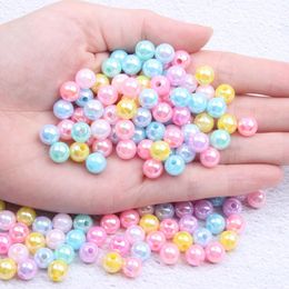 Beads 6 8 10mm 500g Resin Round Imitation Beads AB Colours With Hole Loose Craft Pearls For Sew On Clothes Bags Shoes Backpack Supplies