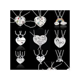 Pendant Necklaces Fashion Alloy Friendship Necklace Sets Friendwork For Women Heart Clavicle Chain Jewellery Gift Drop Delivery Pendant Dhaye