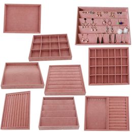 Boxes Velvet Jewellery Ring Display Organiser Case Tray Holder Necklace Earrings Bangle jewellery Storage Jewellery Boxes Stand Pink