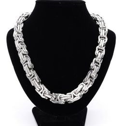 Necklaces Best Quality Stainless Steel Necklace Heavy Huge 12mm 24'' Box Link Byzantine Chain Necklace For MEN