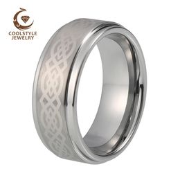 Rings 8MM Classic Tungsten Carbide Ring Wedding Band For Men Women With Laser Engraved Stepped Brushed Comfort Fit
