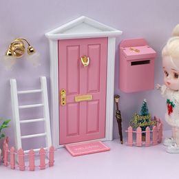 Doll Accessories Miniature Wood Elf Door Tooth Fairy Mini House Pretend Play Toy Gift for Kids Furniture Simulation Miniatures 230520