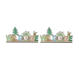 Christmas Decorations 2PCS Xmas Wooden House English Letter Ornament Party Decorative Supply