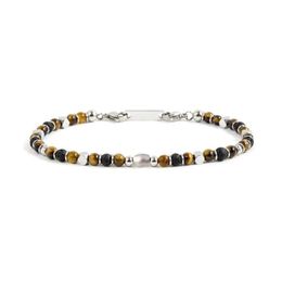 Bracelets Runda Men's Natural Stone Bracelet Tiger Eye 4mm with Stainless Steel Adjustable Fashion Handmade Good Luck Charm Bead Bracelet