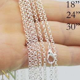 Necklaces 100 x Rolo Necklace 18 24 30 Inch Rolo Link Chain 45cm 60cm 75cm Silver 14K Rose Gold Bronze Copper Black for Jewelry Making