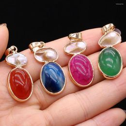 Pendant Necklaces 15x35mm Natural Stone Shell Agate Charm High Quality DIY Necklace Earrings Jewellery Accessories Gift