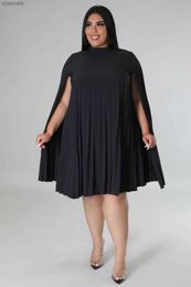 Casual Dresses Perl Plus Size Loose Dress for Women Cloak Sleeve Pleated Straight Summer Outfit Vestidos De Mujer Elegantes Para Fiesta 2022 L230520