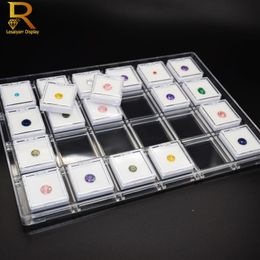 Boxes 24Pcs Gemstone Diamond Jewellery Box Loose Diamond Jewellery Display Case Holder Clear Cover Gem Storage Container Protection Box