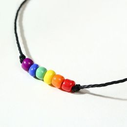 Bangle Rainbow Beaded Bracelet Couple Pride Lucky Jewelry Gay Hand Rope Friendship Beaded LGBT Pride 12 Pieces