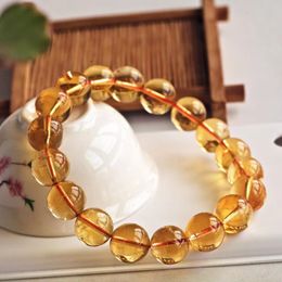 Bangles Natural Yellow Citrine Quartz Clear Round Beads Bracelet Woman Men Citrine Beads Crystal 10mm 11mm 12mm 13mm AAAAA